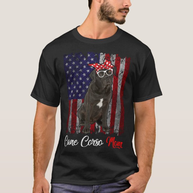 Camiseta Cane Corso, Mãe American Flag (Frente)