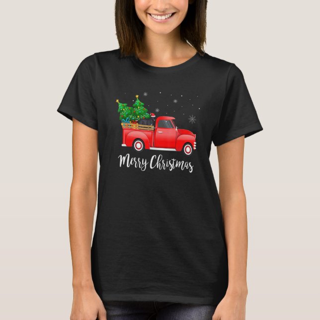 Camiseta Cane Corso Mastiff Dog Riding Red Truck Christmas (Frente)
