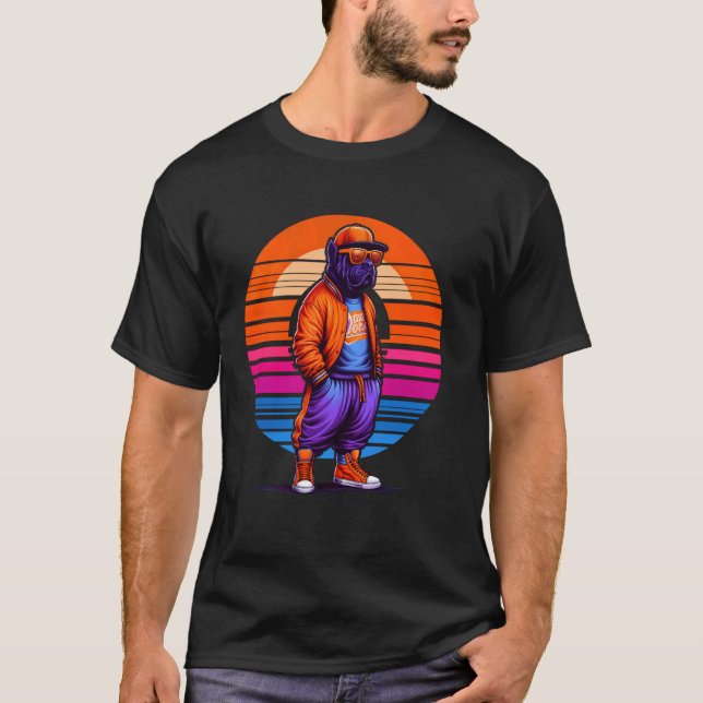 Camiseta Cane Corso Moderno Estilo Urbano Sunset Retro Gra (Frente)