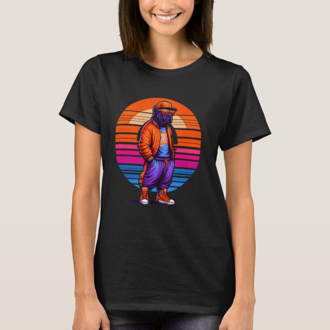 Camiseta Cane Corso Moderno Estilo Urbano Sunset Retro Gra (Frente)