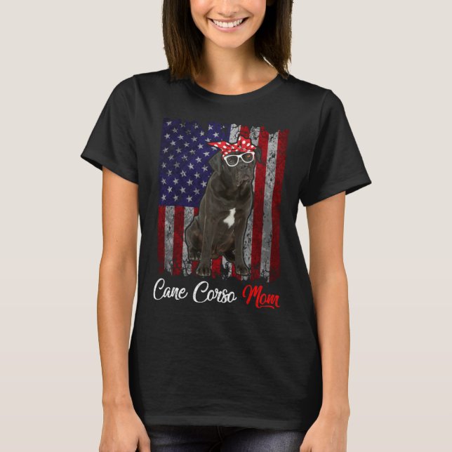 Camiseta Cane Corso Mom American Flag (Frente)