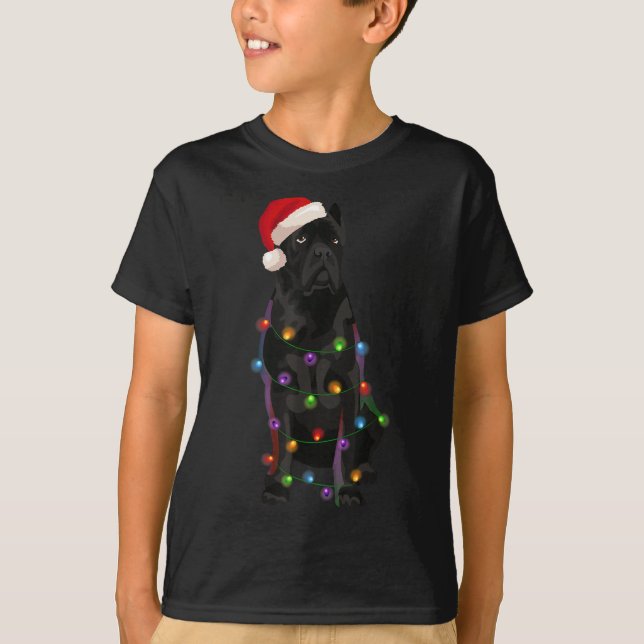 Camiseta Cane Corso Natal Luz Xmas Cachorro (Frente)