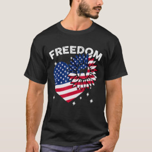 Camiseta Cane Corso Sunflower Heart American Flag Freedom