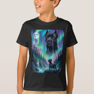 Camiseta Cane corso uivando luzes do norte aurora italiano
