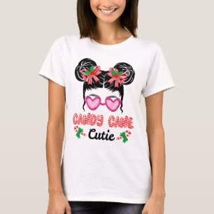 Camiseta Cane De Natal Cutie Meninas De Arma Mensageiro Xm