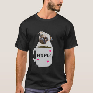 Camiseta Caneca Adorável de Filhote Pug Cheia de Café