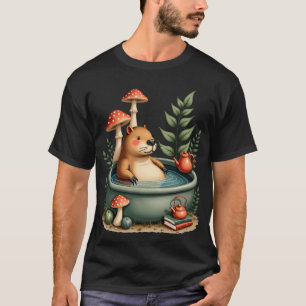 Camiseta Caneca de Aquarela Cottagecore do Capivara das Man