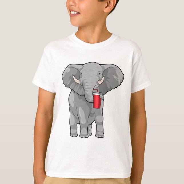 Camiseta Caneca de Bebendo elefante (Frente)