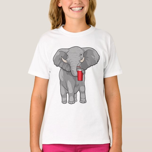 Camiseta Caneca de Bebendo elefante (Frente)