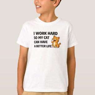 Camiseta Caneca de Café Amante de Gato Engraçado – Eu Traba