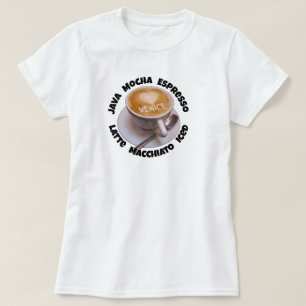 Camiseta Caneca de Café Cappuccino Veneza Coração