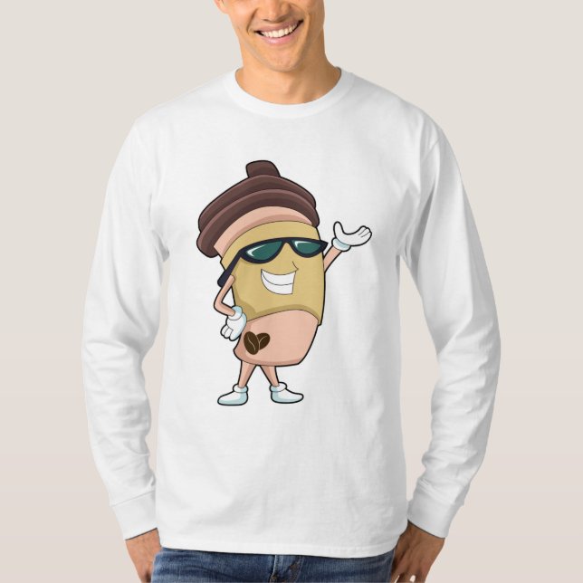 Camiseta Caneca de café com óculos de sol (Frente)