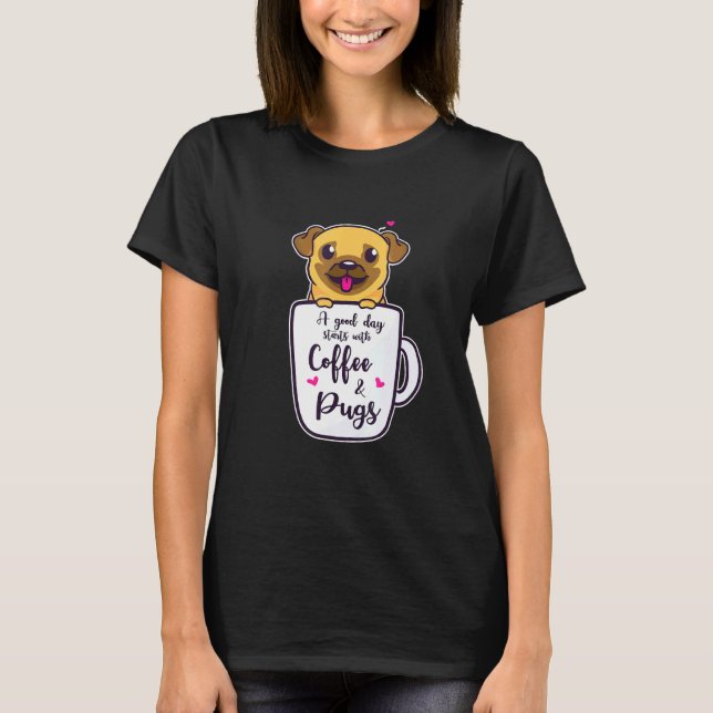 Camiseta Caneca de Café de Cachorro Pug de Cachorro (Frente)