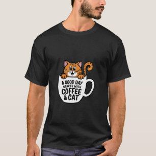 Camiseta Caneca de Café de Gato Laranja Engraçado Amante de
