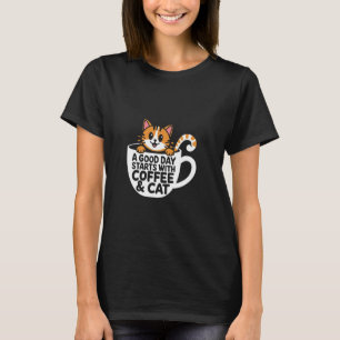 Camiseta Caneca de Café de Gato Laranja Engraçado Amante de