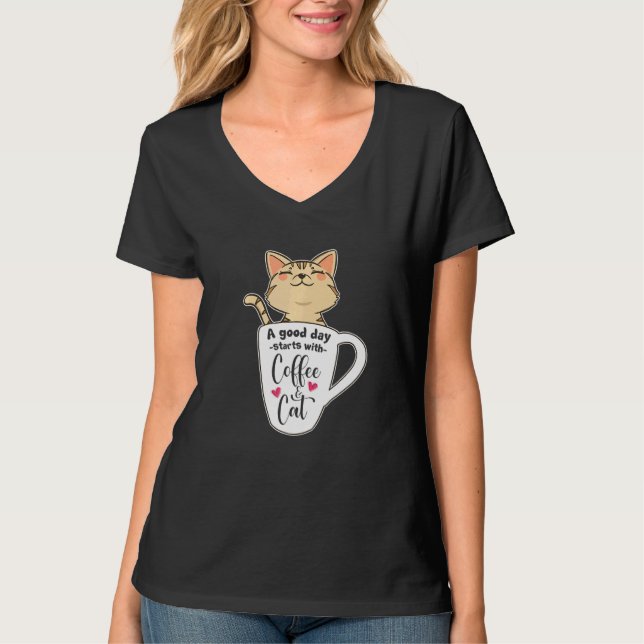 Camiseta Caneca de Café de Gato Laranja Gato (Frente)