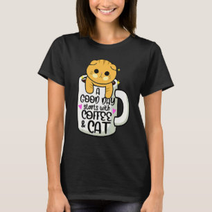 Camiseta Caneca de Café de Gato Laranja Gato