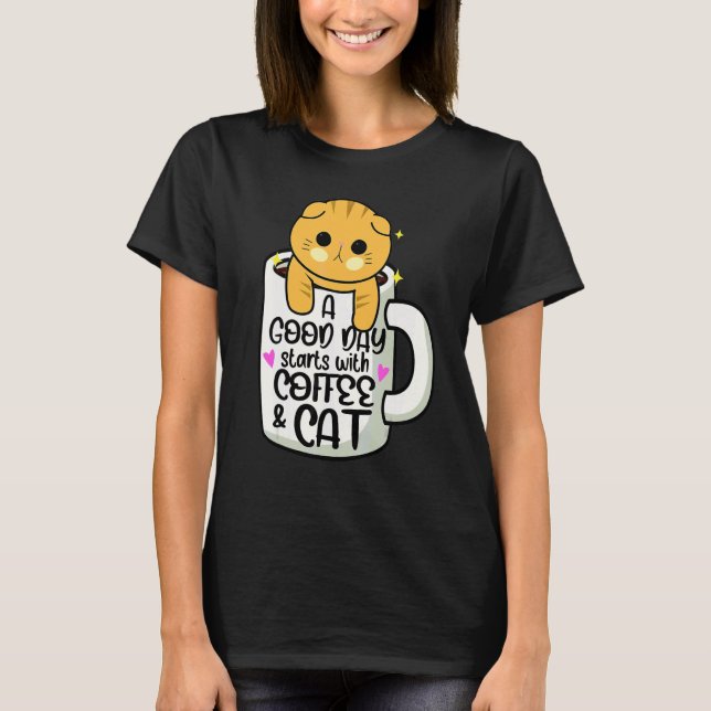 Camiseta Caneca de Café de Gato Laranja Gato (Frente)