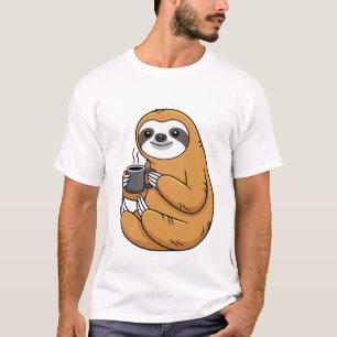 Camiseta Caneca de Café de Preguiça Animal Lento e Fofo d