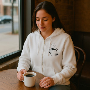 Camiseta Caneca de Café Desenhada à Mão Esboço Minimalista