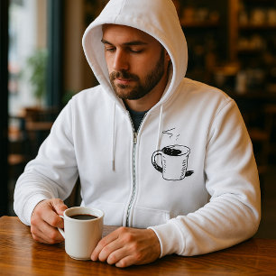 Camiseta Caneca de Café Desenhada à Mão Esboço Minimalista