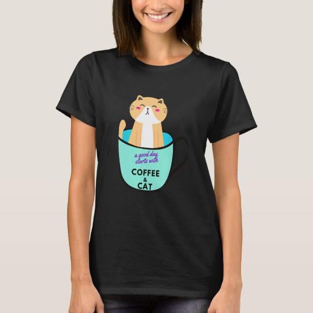 Camiseta Caneca de Café Gato Laranja Gato (Frente)