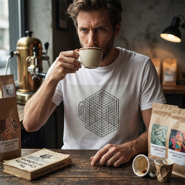 Camiseta Caneca de Café Geométrica Arte de Grade Isométrica