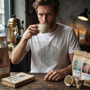 Camiseta Caneca de Café Geométrica Arte de Grade Isométrica