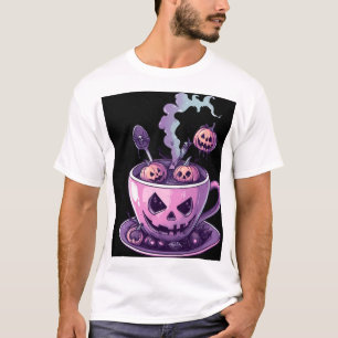 Camiseta Caneca de Café Spooky Purple Pumpkin Brew Hallowee