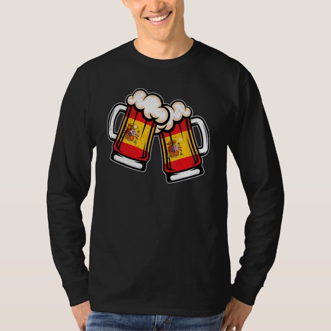 Camiseta Caneca de cerveja com a bandeira da Espanha   Cerv (Frente)