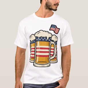 Camiseta Caneca de Cerveja Patriótica Design Vetorial Vinta