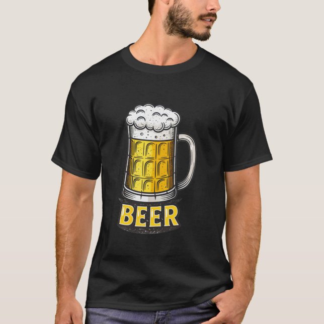 Camiseta Caneca de Cerveja Retro com Impressão em Espuma (Frente)