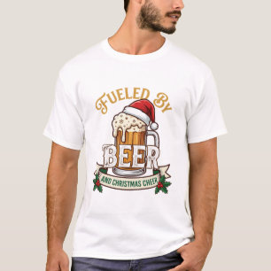 Camiseta Caneca de Natal de Cerveja com Chapéu de Papai Noe