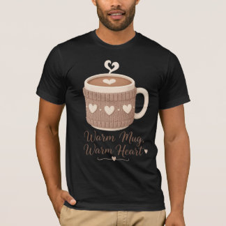 Camiseta Caneca Quente Coração Quente Xícara De Café Tecida