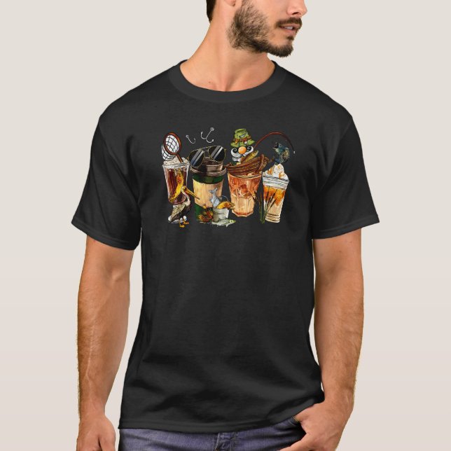 Camiseta Canecas de Café de Pesca Vida de Pesca com Amante  (Frente)