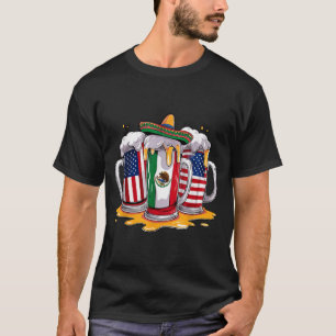 Camiseta Canecas de cerveja México EUA sombrero cinco de ma