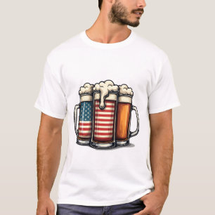 Camiseta Canecas de Cerveja Patrióticas Vintage Caneca de C