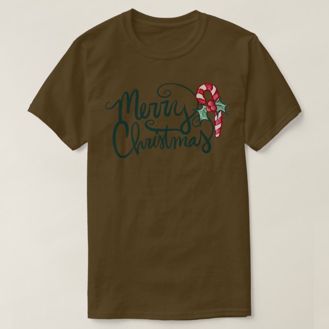 Camiseta Canes doces de Natal alegres835 (Frente do Design)