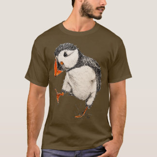 Camiseta Caneta abstrato e Puffin de Aquarela