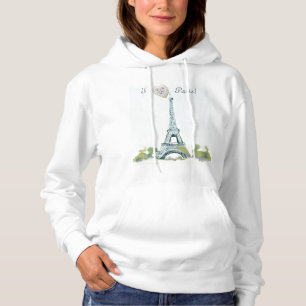 Camiseta Caneta da torre Eiffel e esboço de tinta   I cora