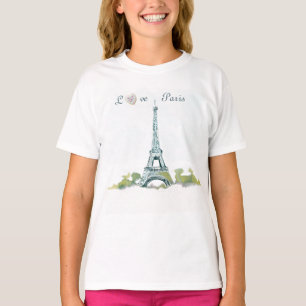 Camiseta Caneta da torre Eiffel e esboço de tinta   Love Pa
