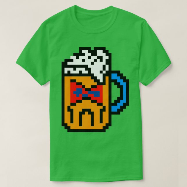 Camiseta Caneta De Cerveja De 8 Bits (Frente do Design)
