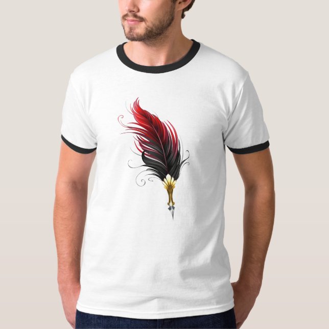 Camiseta Caneta pena vermelha com ponta de ouro (Frente)