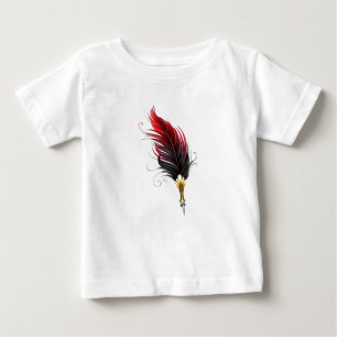 Camiseta Caneta pena vermelha com ponta de ouro