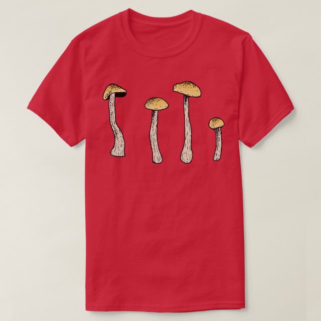 Camiseta Caneta Simples De Desenho Do Cogumelo E Trabalho d (Frente do Design)