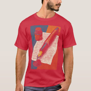 Camiseta Caneta Tinteiro Vintage Escritor Dark Academia Art