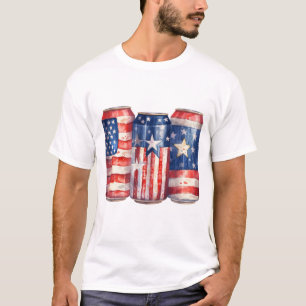 CAMISETA CANETAS DE CERVEJA AZUL VERMELHA PATRIÓTICA