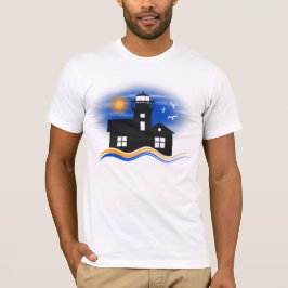Camiseta Canetas de proteção do litoral azul pretas e amare
