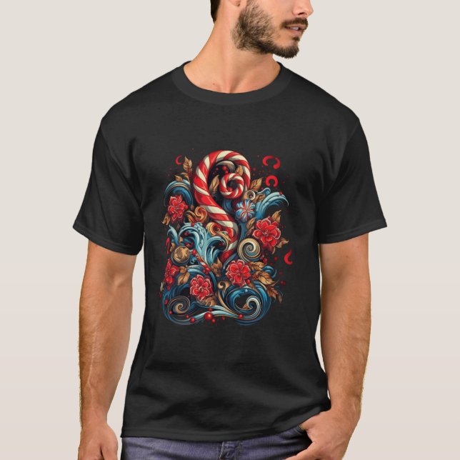 Camiseta Canetas doces Red and White Christmas Ideative (Frente)