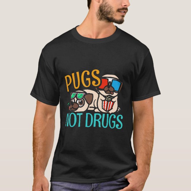 Camiseta Canetas Não Drogas Cães Grudge Pug Pet Gift Hea6u (Frente)